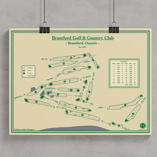 Course Map Blueprint Art of Brantford Golf & Country Club