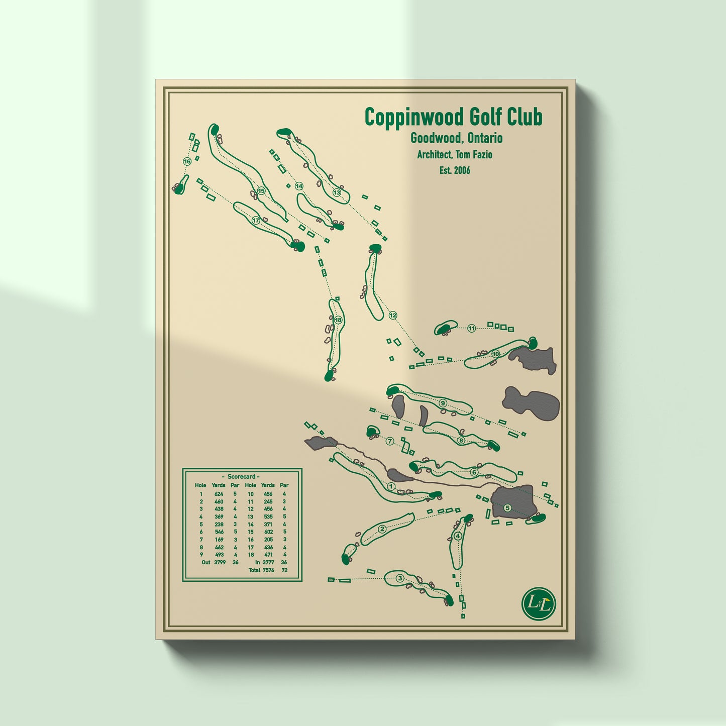 Course Map of Coppinwood Golf Club - Unframed - Blueprint Series