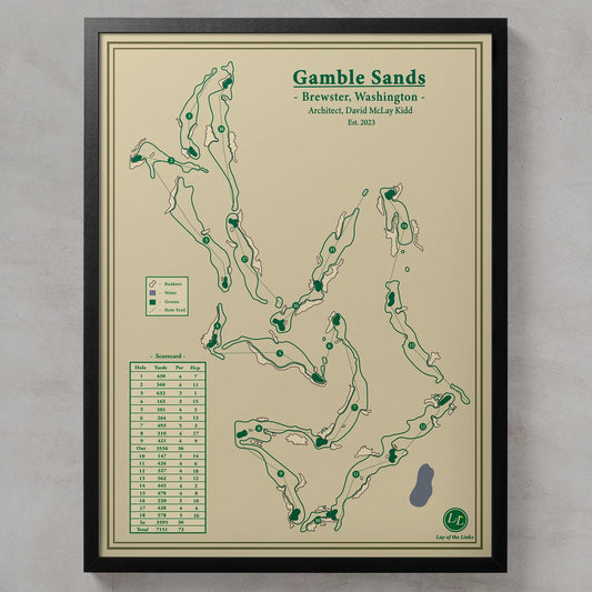 Gamble Sands golf course map print - Washington, USA
