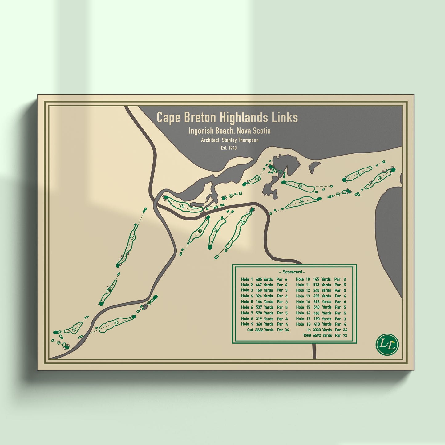 Unframed map of Cape Breton Highlands Links - Blueprint Series
