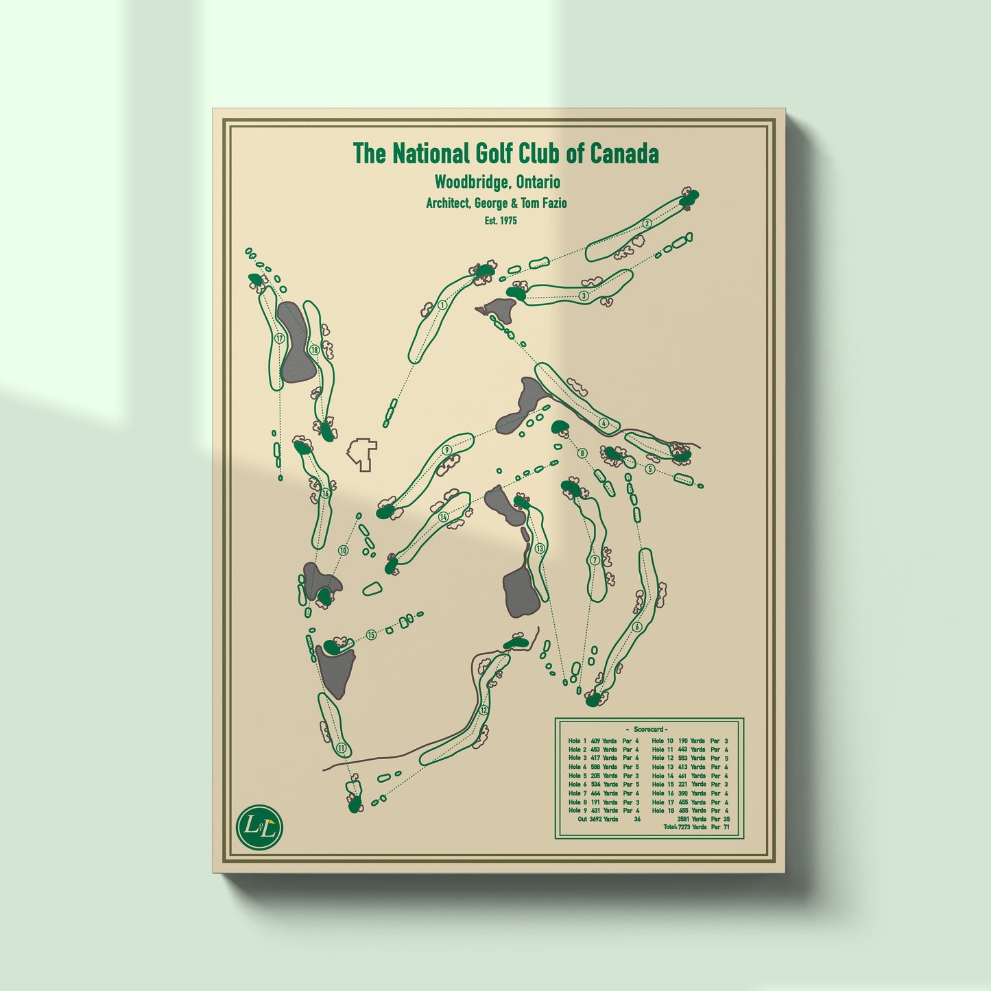 Unframed Course Map of The National Golf Club of Canada - Blueprint Series