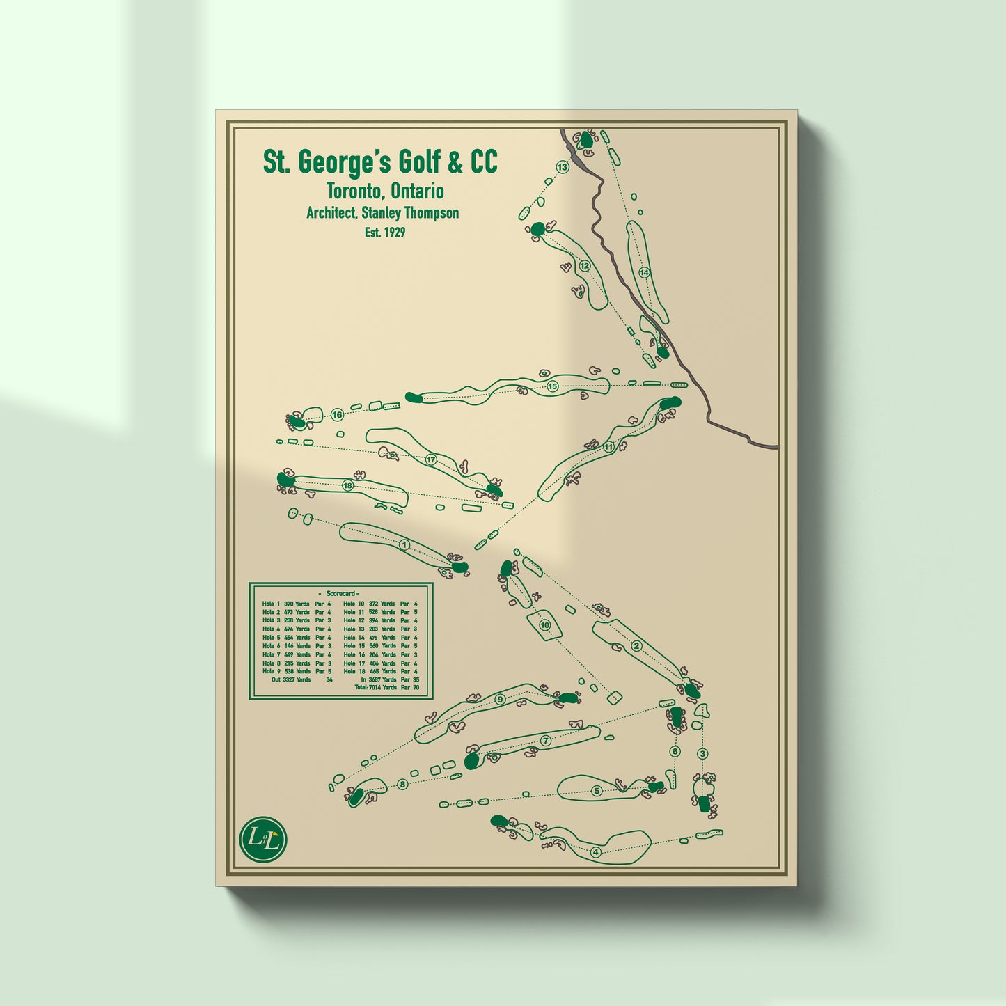 Unframed Course Map of St. George's Golf & CC - Blueprint Series