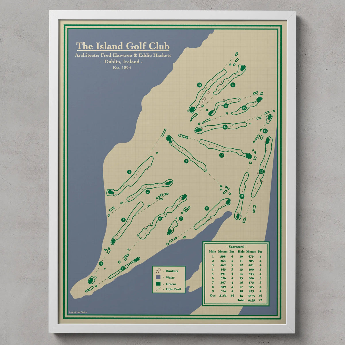 The Island Golf Club Course Map Print in Dublin, Ireland