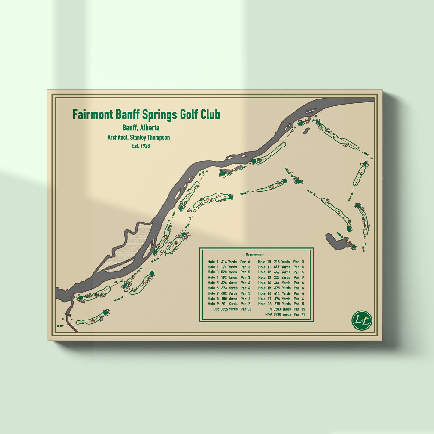 Unframed map of Fairmont Jasper Park Lodge Golf Club - Blueprint Series