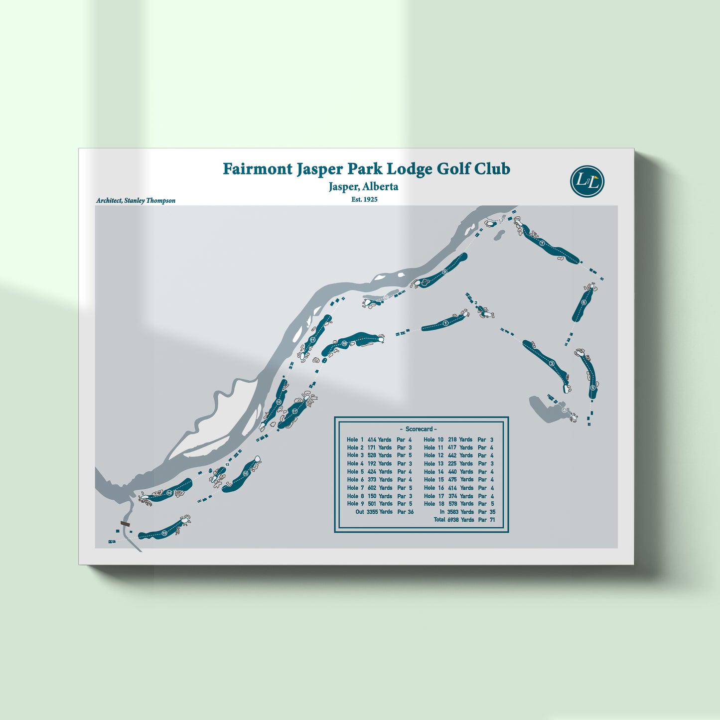 Unframed map of Fairmont Jasper Park Lodge Golf Club - Legacy Series