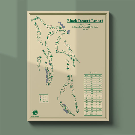 Map Print of Black Desert Golf Resort in Ivins, Utah
