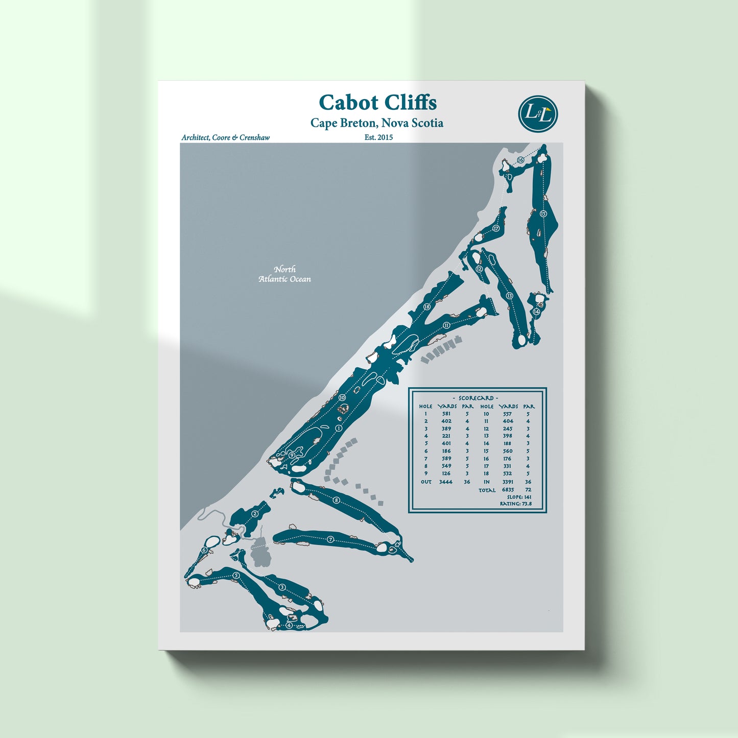 Unframed Course Map of Cabot Cliffs - Legacy Series