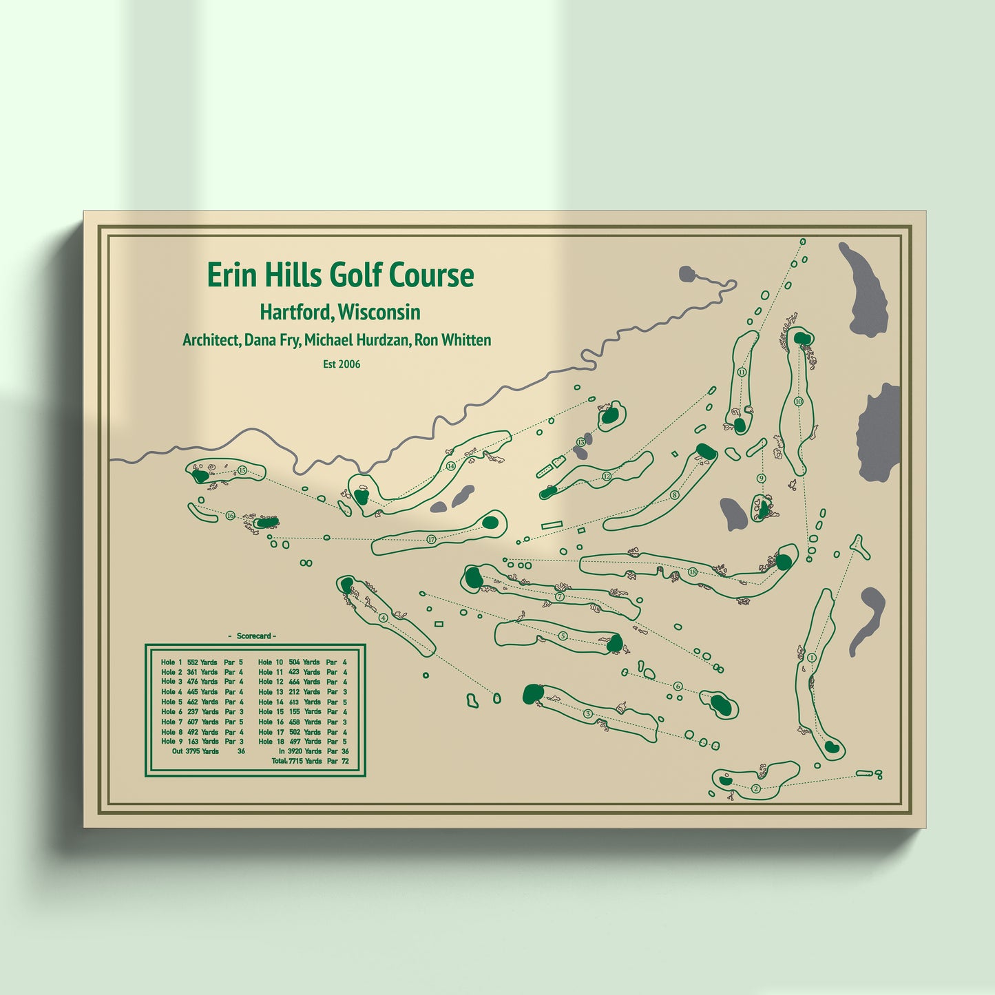 Erin Hills Golf Course Map - Blueprint Series - Unframed