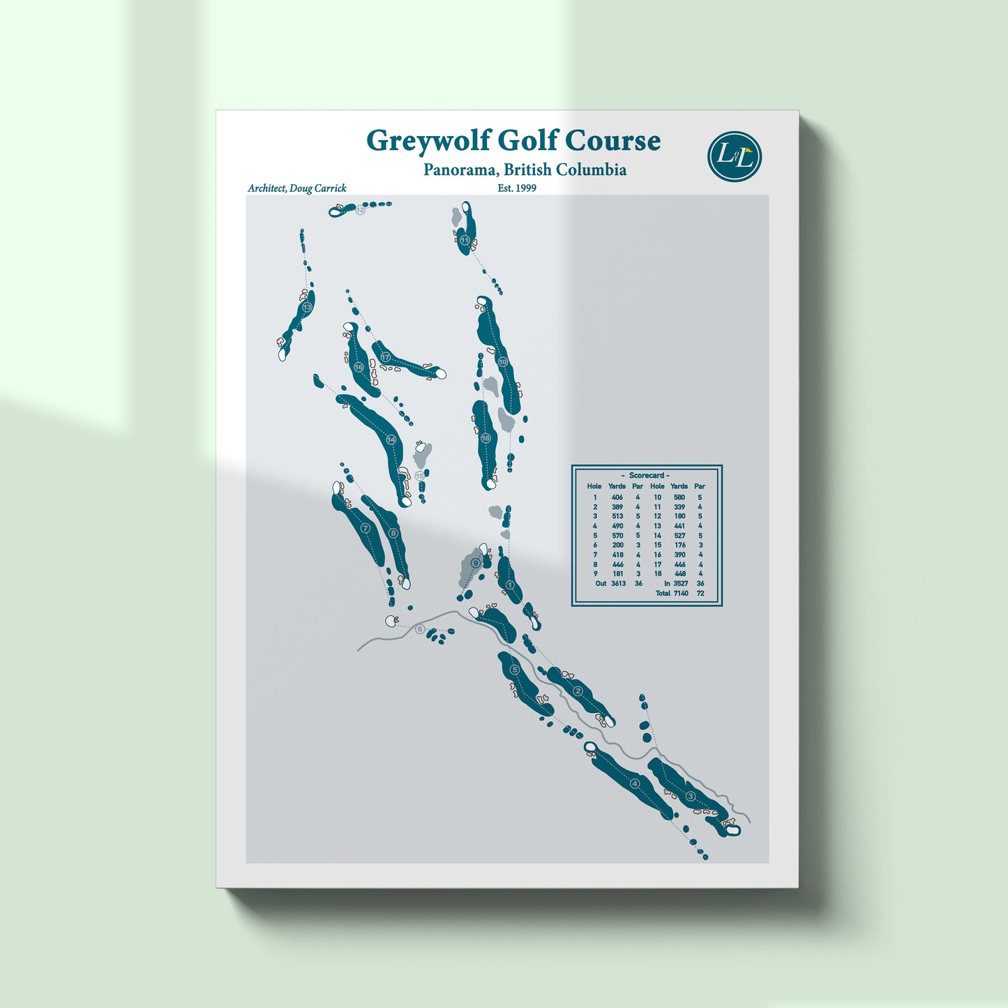 Greywolf Golf Course Map - Legacy Series - Unframed - Golf Art Print