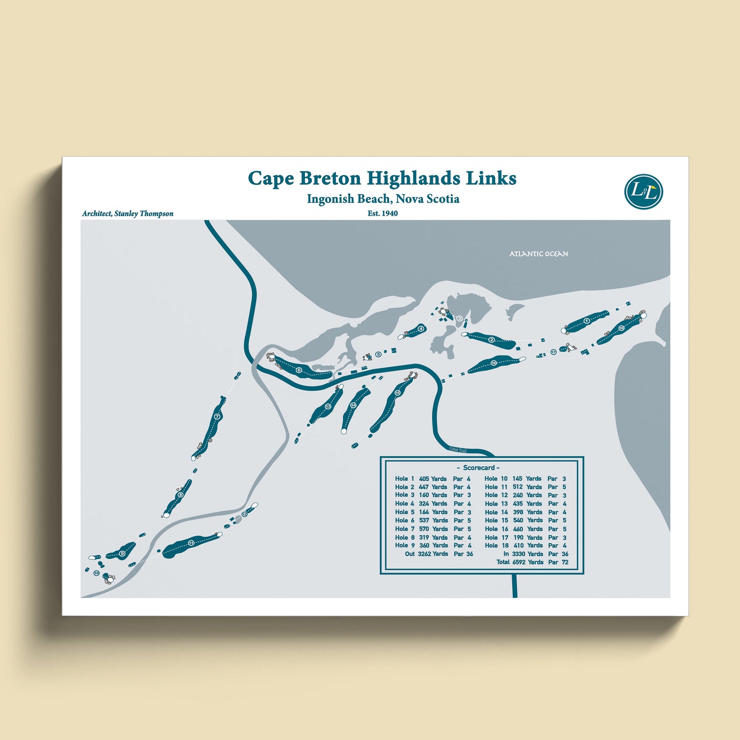 Unframed map of Cape Breton Highlands Links - Legacy Series