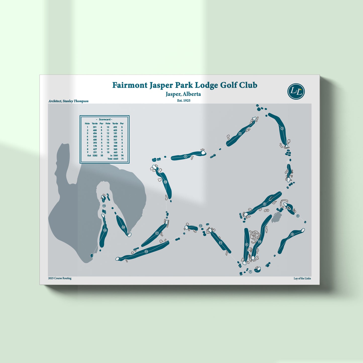 Unframed map of Fairmont Jasper Park Lodge Golf Club - Legacy Series