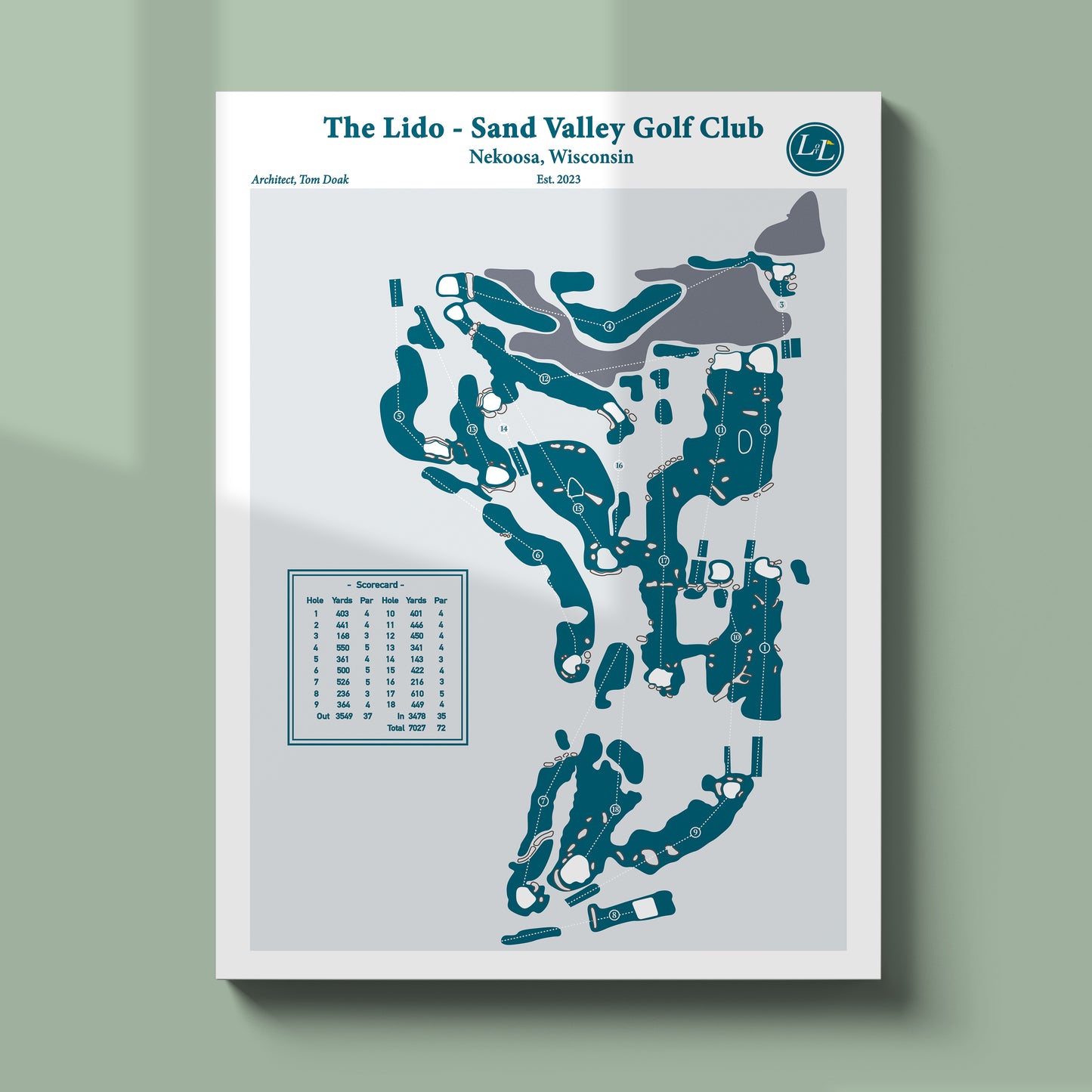 Sand Valley Golf Club - The Lido Golf Course Map Print - Legacy Series - Unframed