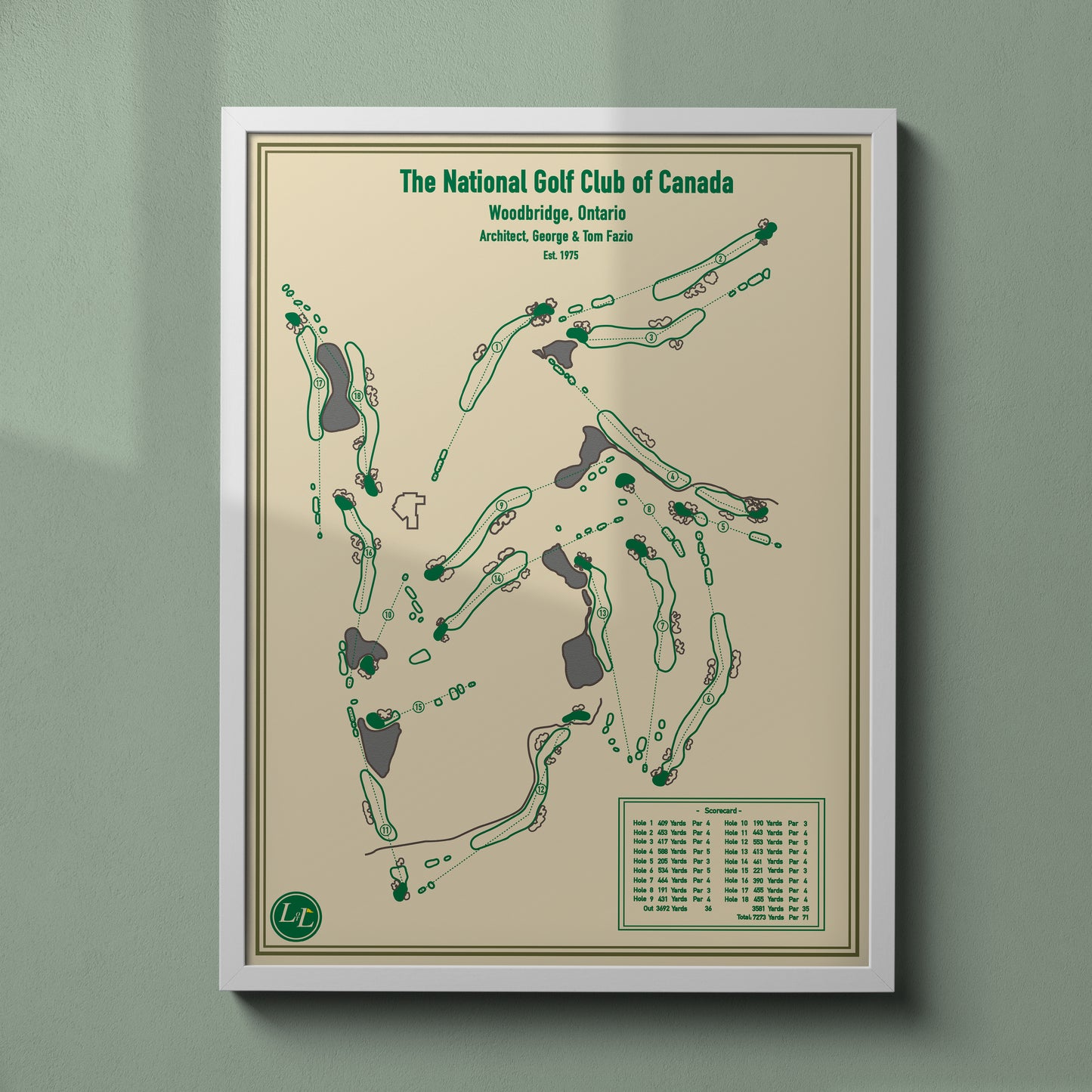 Framed Course Map of The National Golf Club of Canada - Blueprint Series