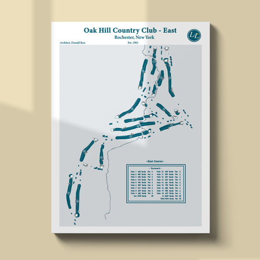 East Course - Oak Hill Country Club Course Map - Legacy Series - Unframed