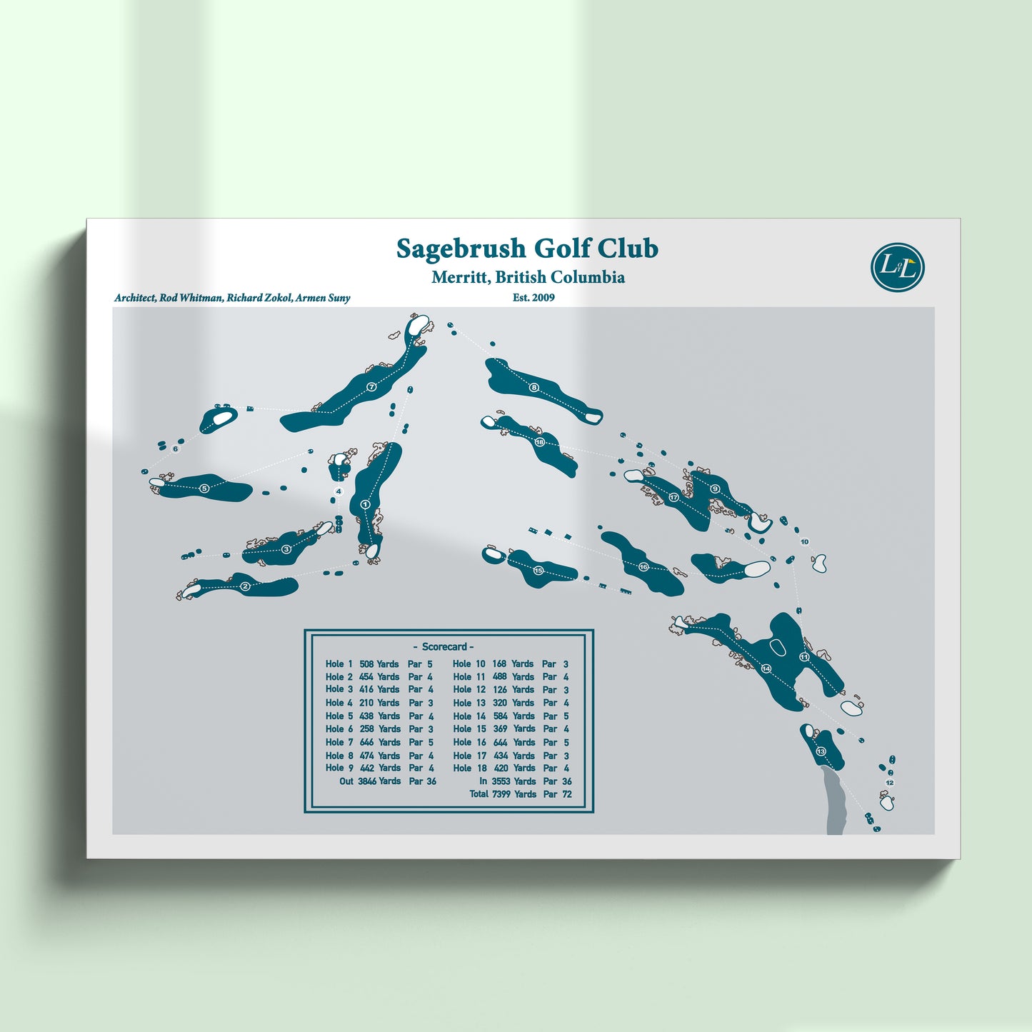 Unframed Course map of Sagebrush Golf Club - Legacy Series
