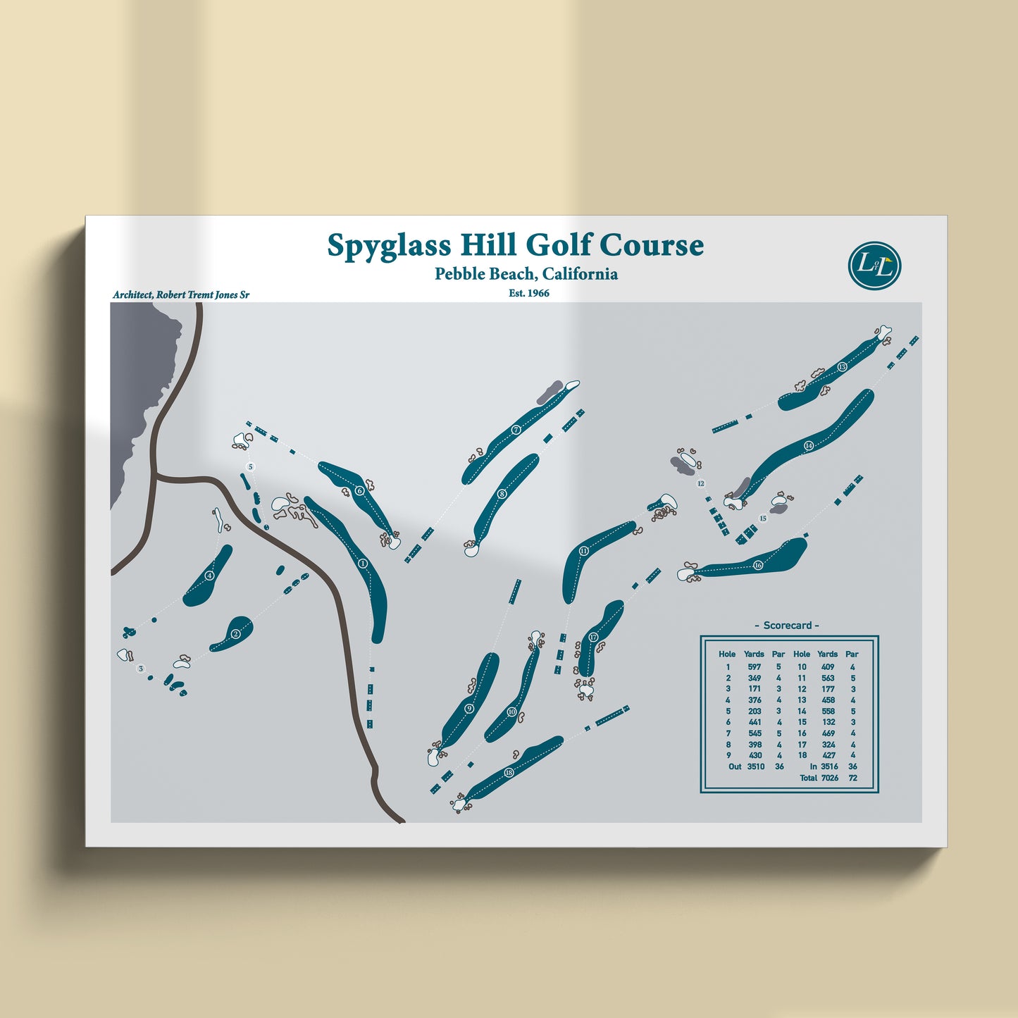 Spyglass Hill Golf Course Map Print - Legacy Series - Unframed