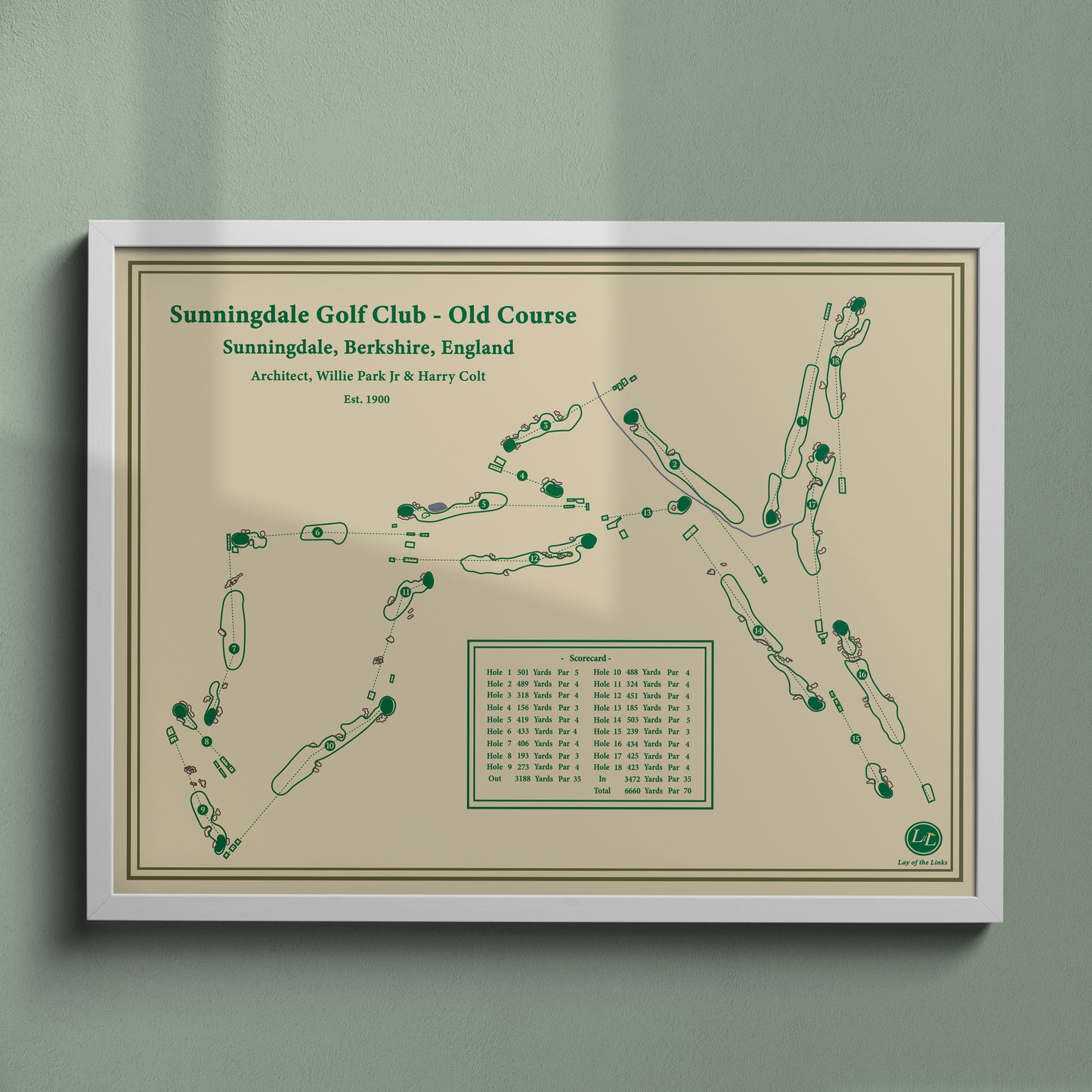 Course map of Sunningdale Golf Club's Old Course