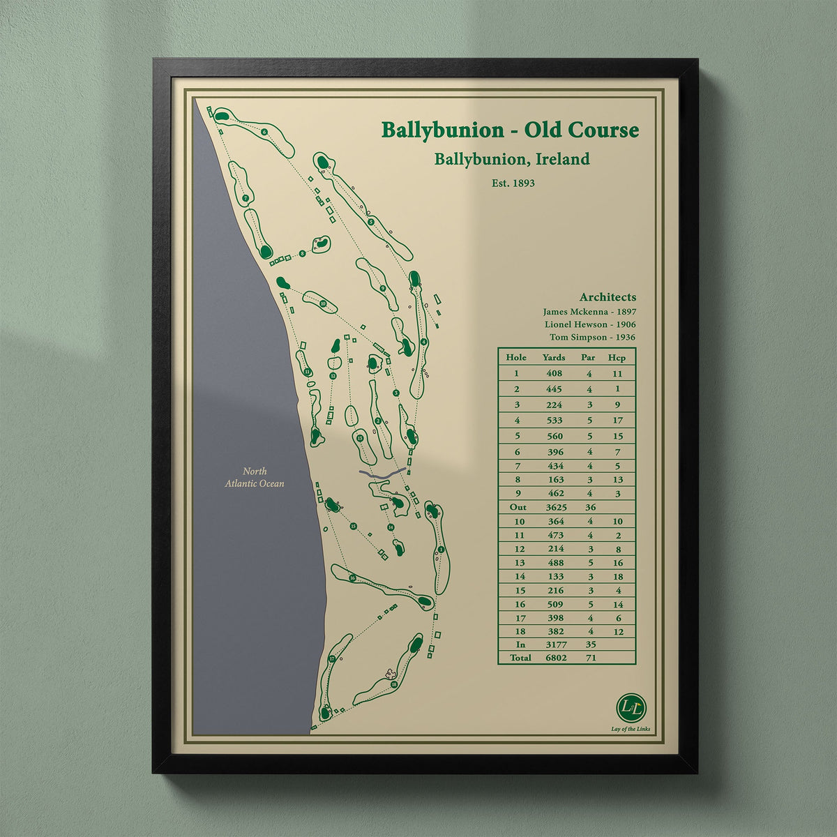 Europe Golf Course Map Prints | European Links Art Gallery – Lay of the ...