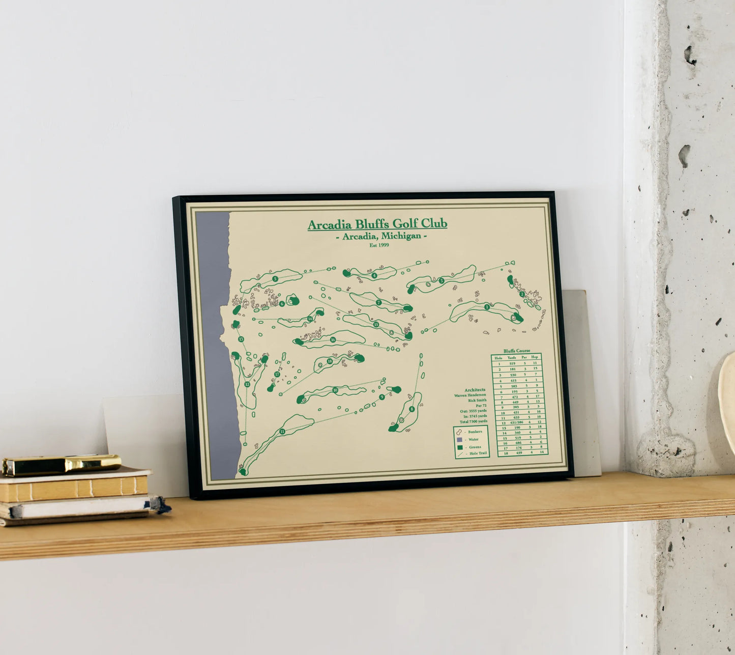 Arcadia Bluffs Course Map Print on Display
