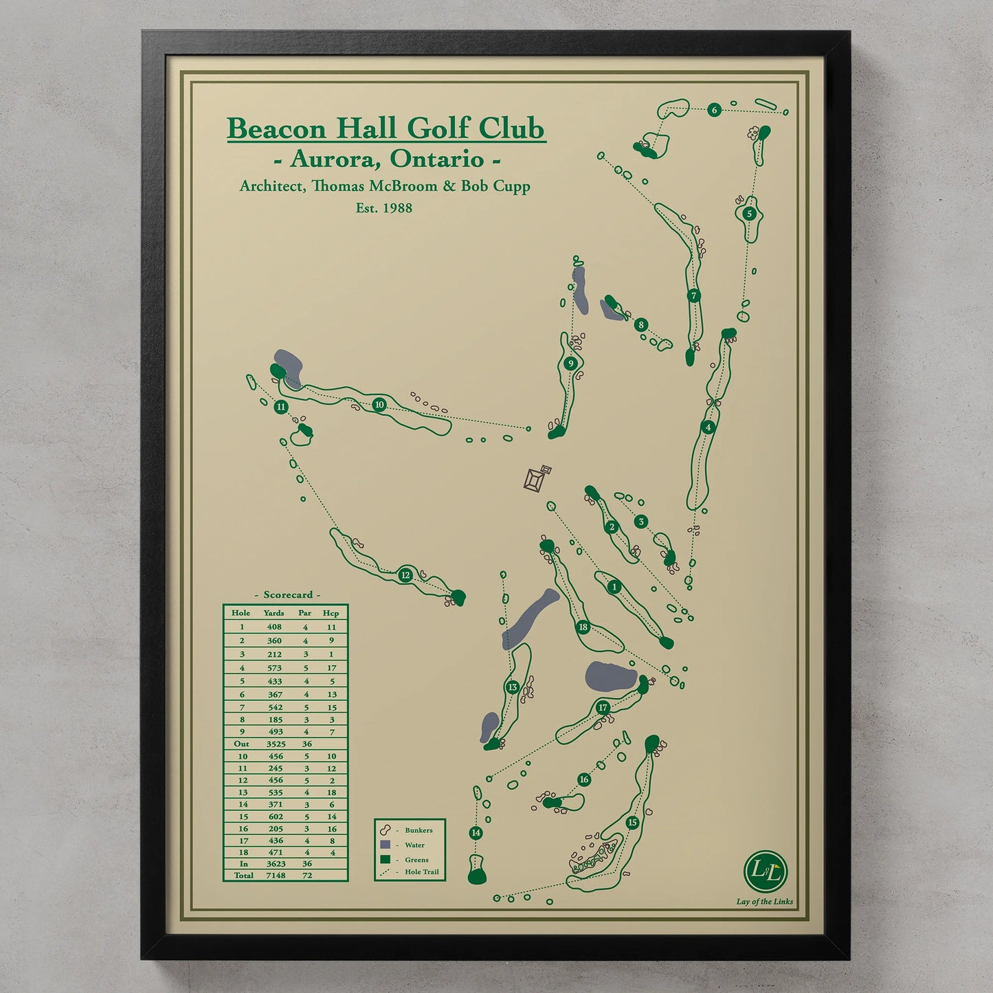 Beacon Hall Golf Club - Course Map Prints
