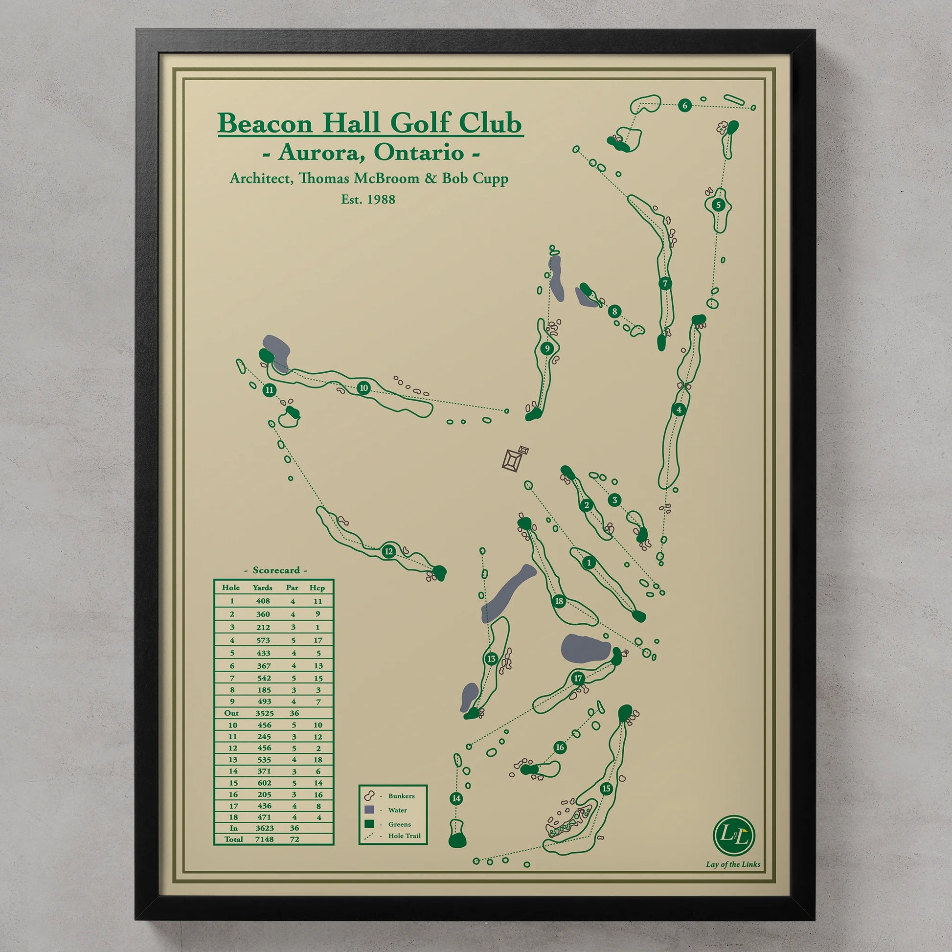 Beacon Hall Golf Club - Course Map Prints