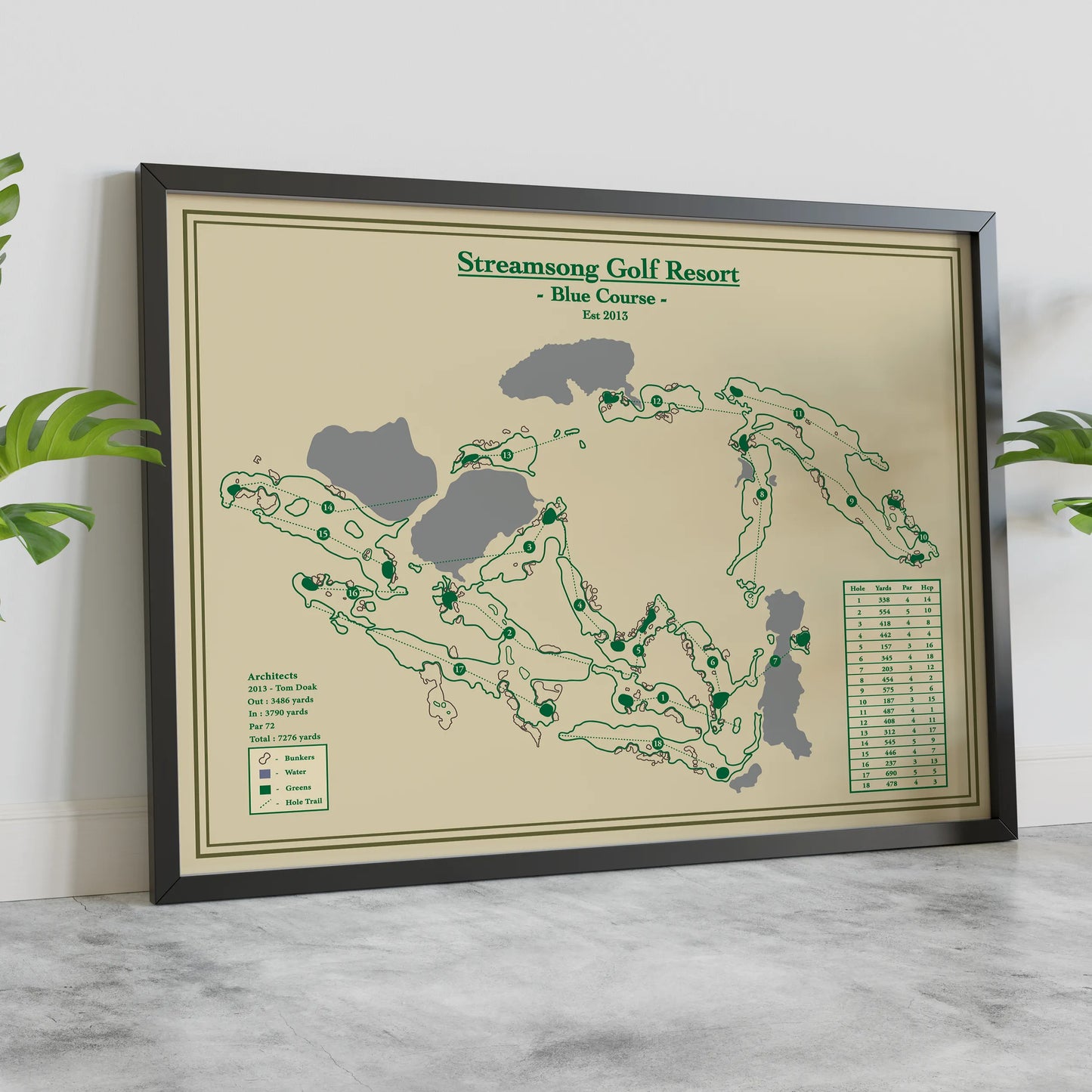 Blue Course Streamsong Golf Course Map Print designed by lay of the links