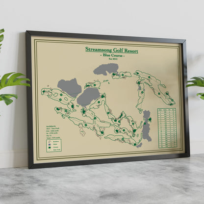 Blue Course Streamsong Golf Course Map Print designed by lay of the links