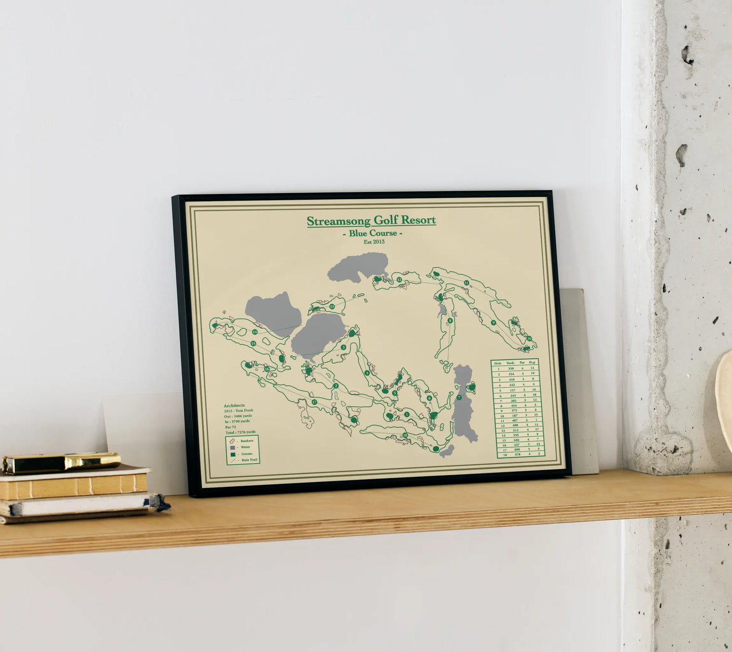 Blue Course Streamsong Golf Course Map Blueprint Art