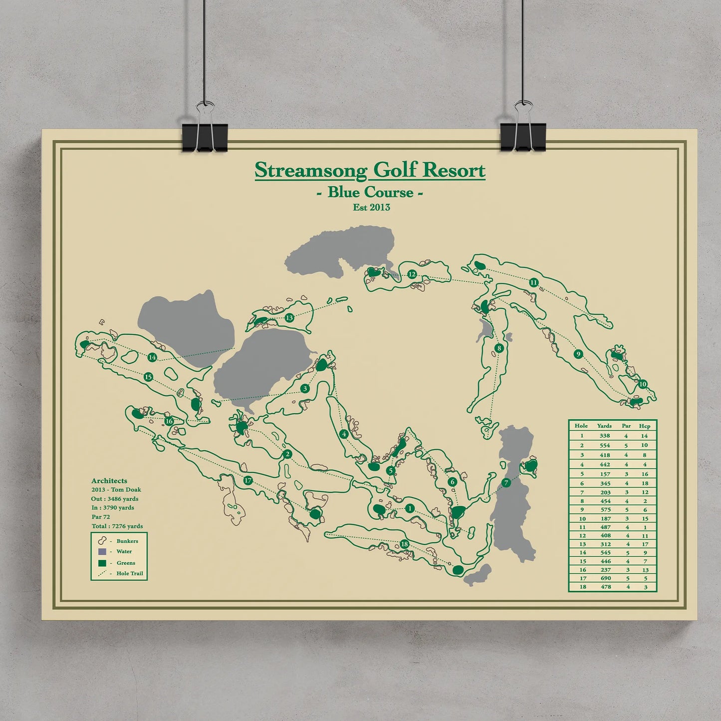 Blue Course Streamsong Golf Course Map Print