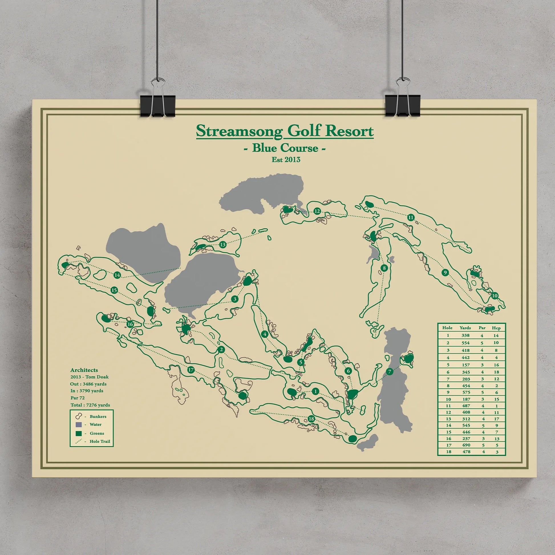 Blue Course Streamsong Golf Course Map Print