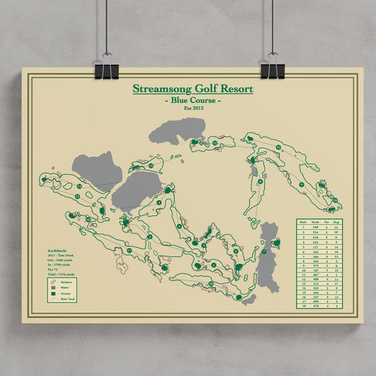 Blue Course Streamsong Golf Course Map Print