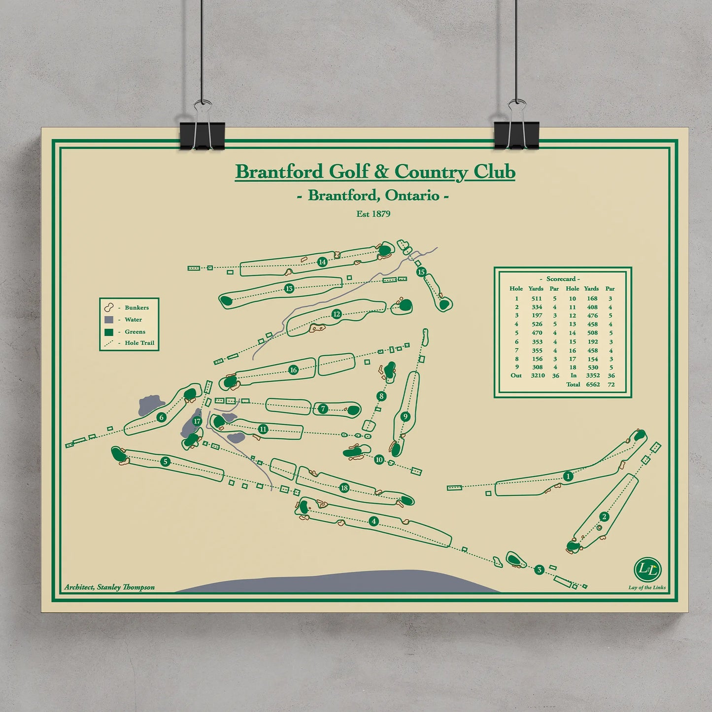 Course Map Blueprint Art of Brantford Golf & Country Club