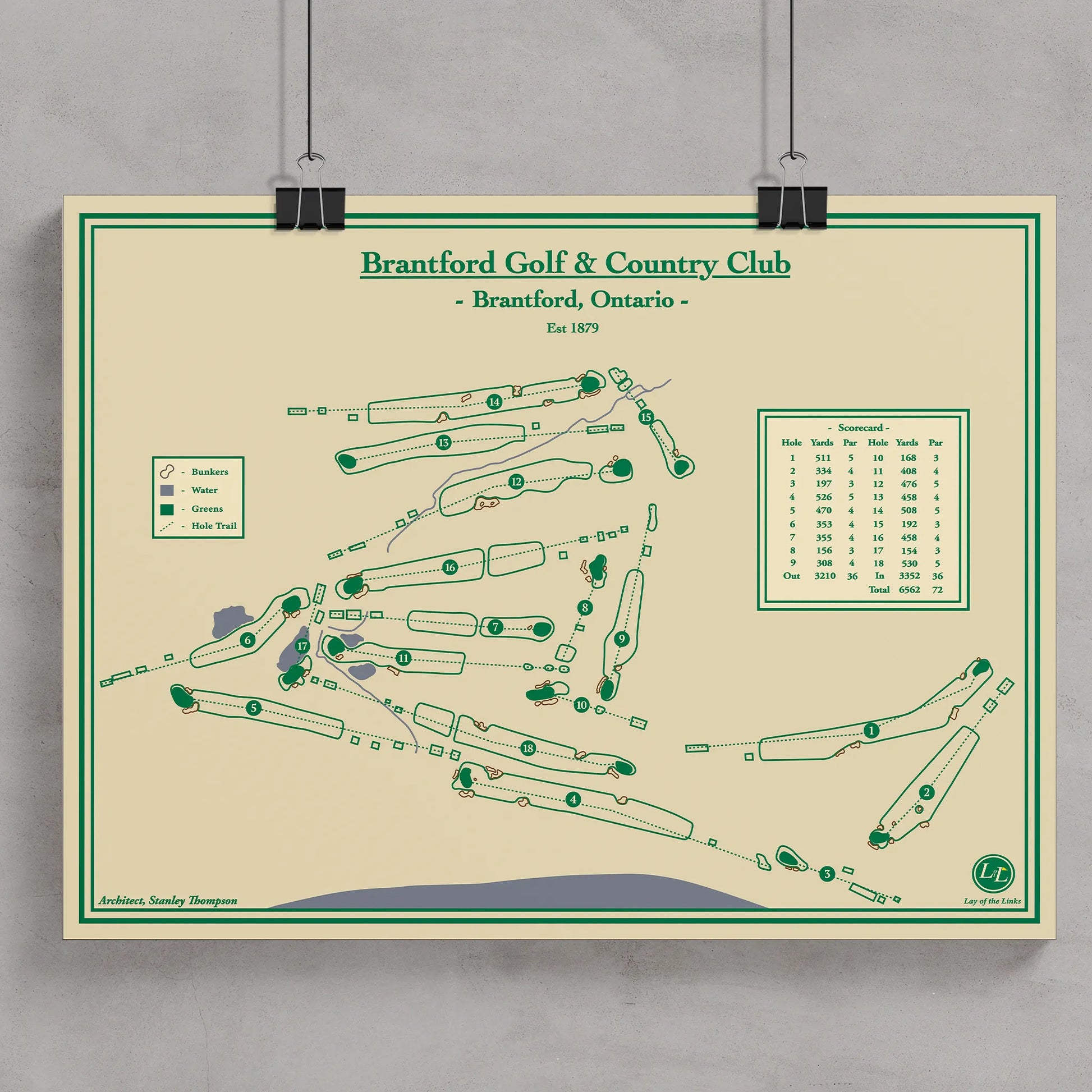 Course Map Blueprint Art of Brantford Golf & Country Club