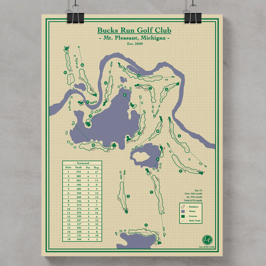 Bucks Run Golf Club Map Print - Lay of the Links