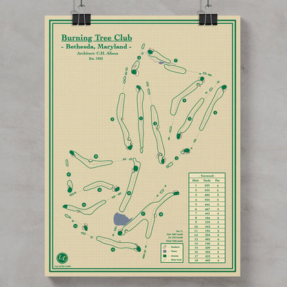 Burning Tree Club Course Map Print in Maryland