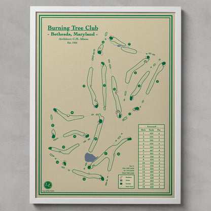 Burning Tree Club Golf Map Blueprint Wall Art