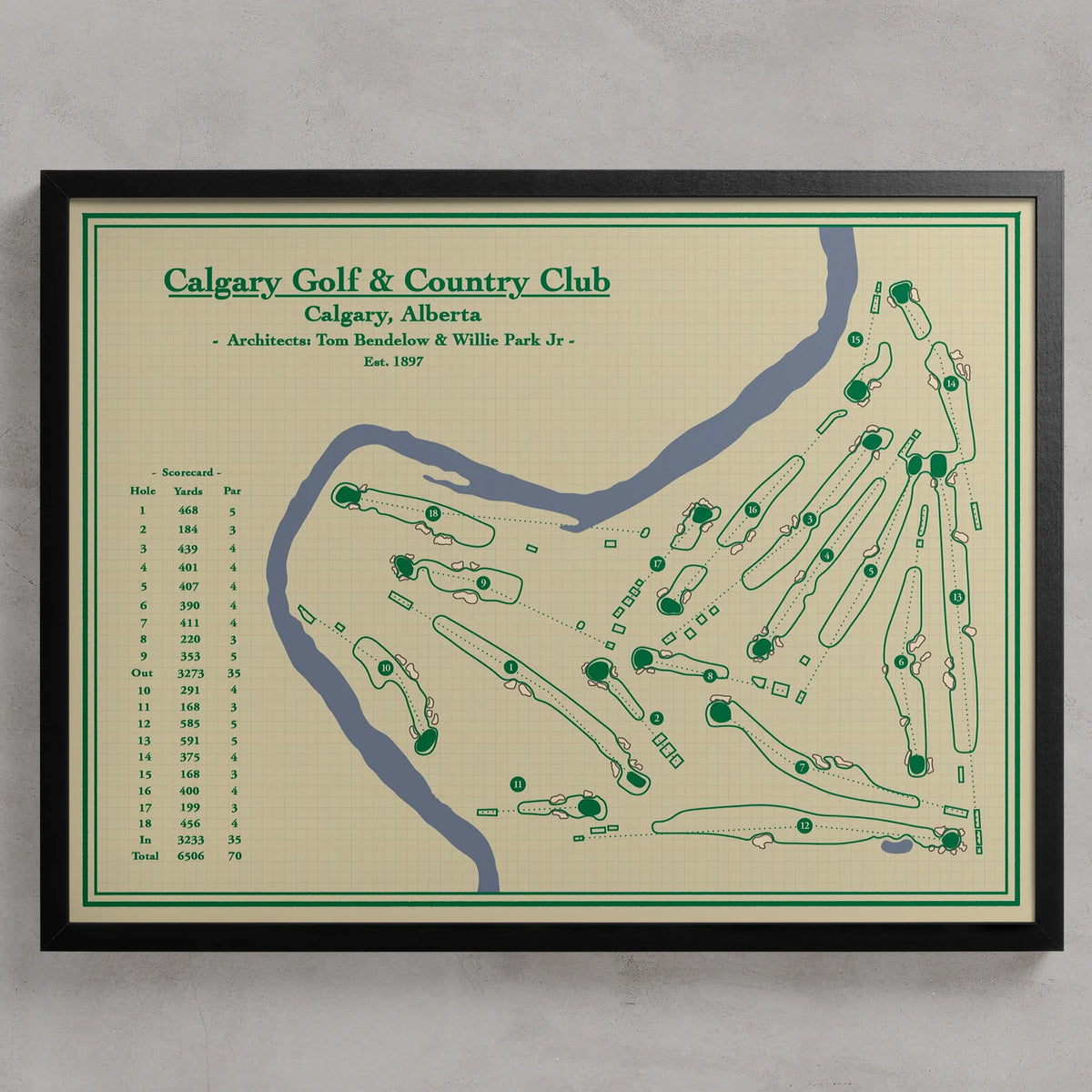Calgary Golf Club in Alberta - Course Map Print