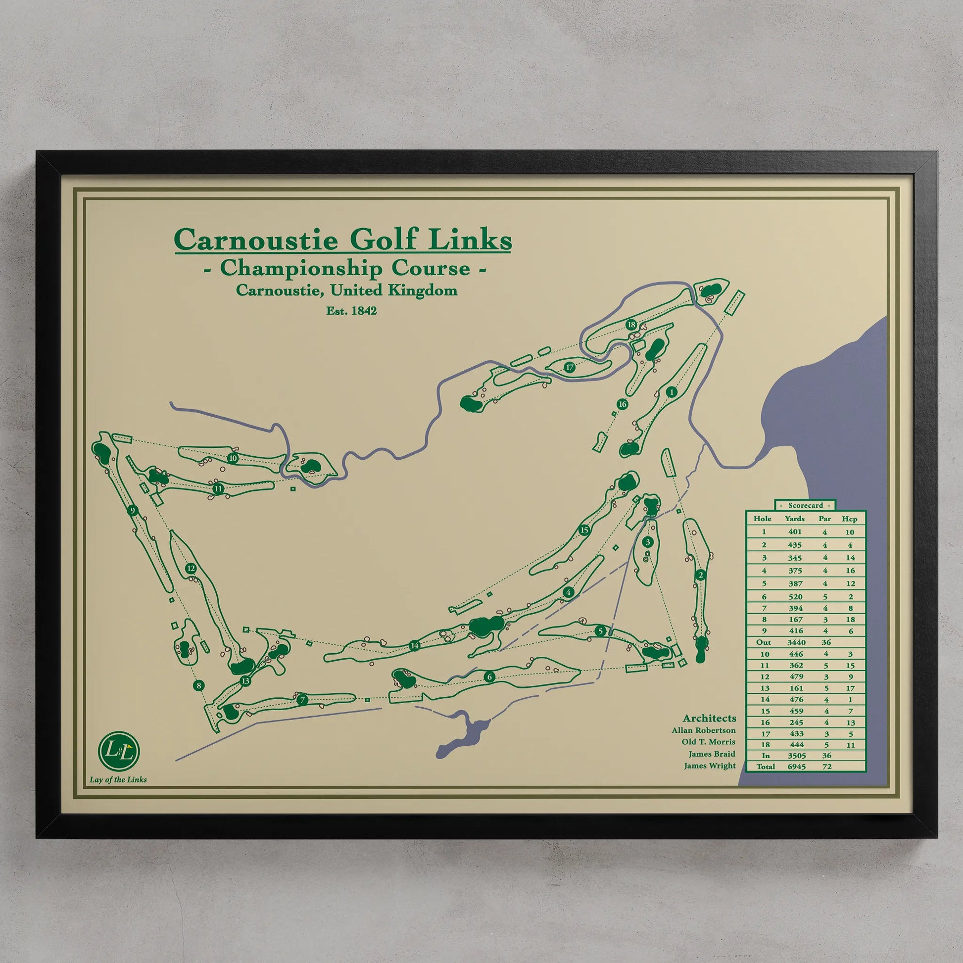 Course Map Blueprint of Carnoustie Golf Links' Championship Course