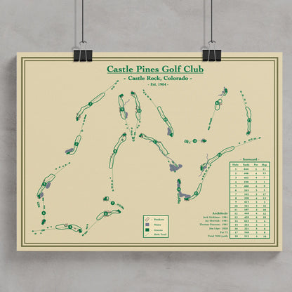Castle Pines Golf Club Course Map Print designed by Lay of the Links