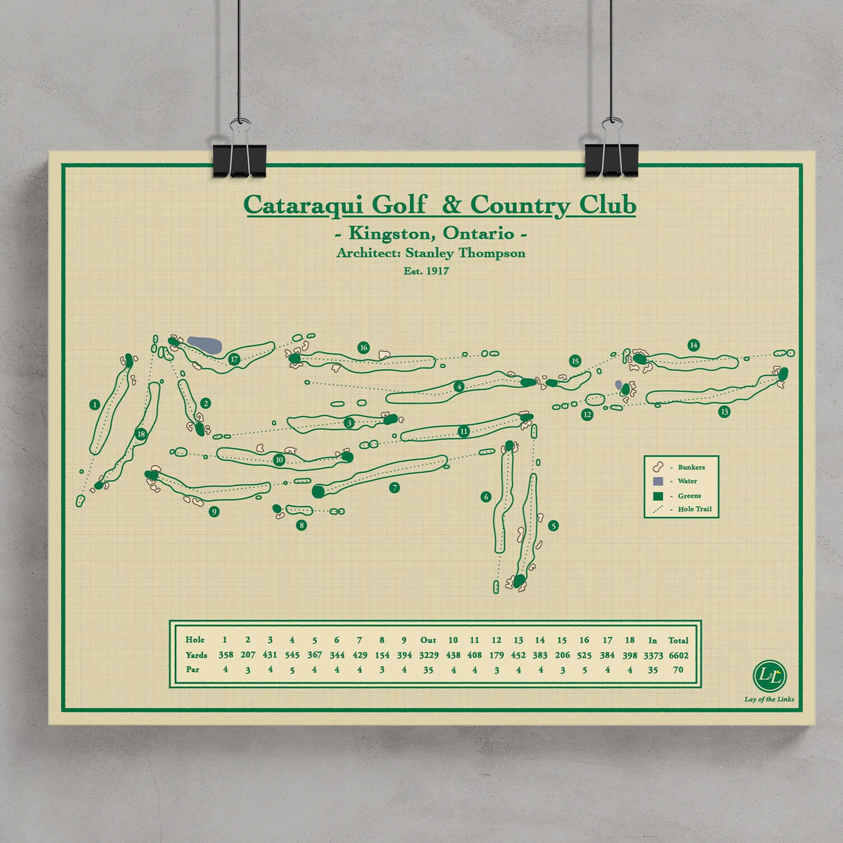 Cataraqui Golf Club Map Blueprint Wall Art