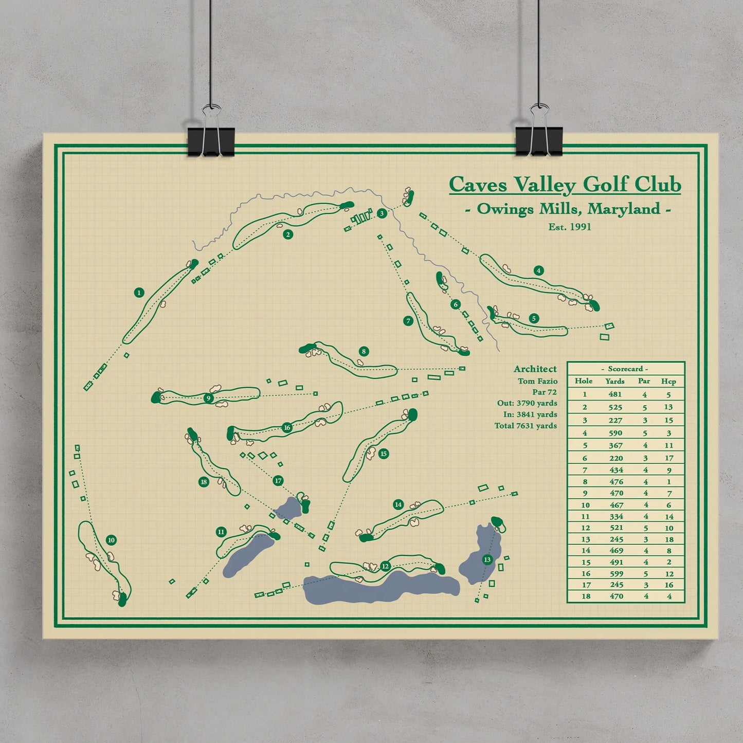 Caves Valley Golf Club Map Print - Maryland, USA