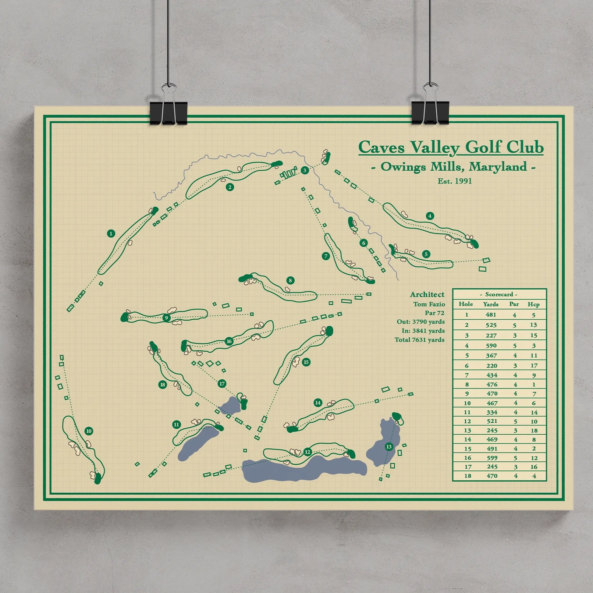 Caves Valley Golf Club Map Print - Maryland, USA