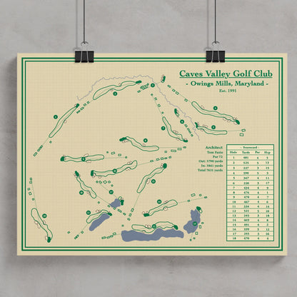 Caves Valley Golf Club Map Print - Maryland, USA