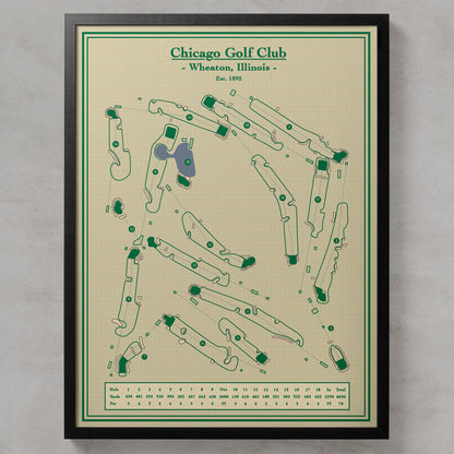 Chicago Golf Club Course Map Wall Art by Lay of the Links