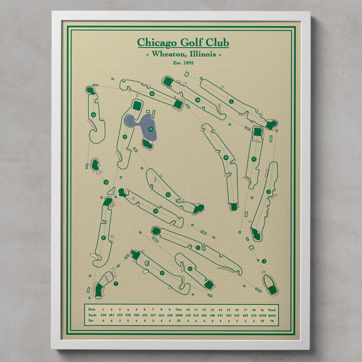 Chicago Golf Club Map Blueprint Wall Art
