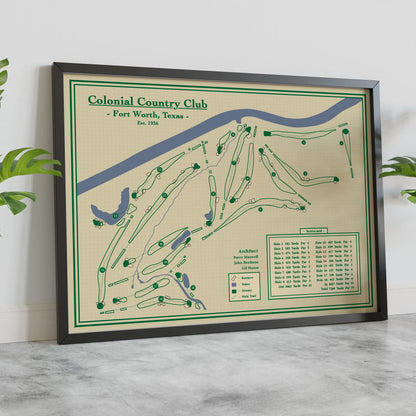 Colonial Country Club - Blueprint Map Art - Fort Worth, Texas