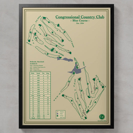 Course Map of Congressional Country Club in Bethseda, Maryland