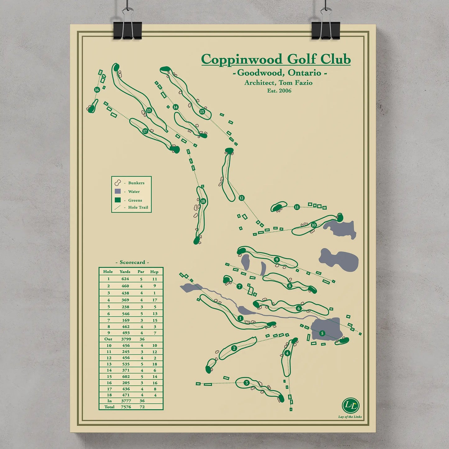 Coppinwood Golf Club Course Map Print - Canada