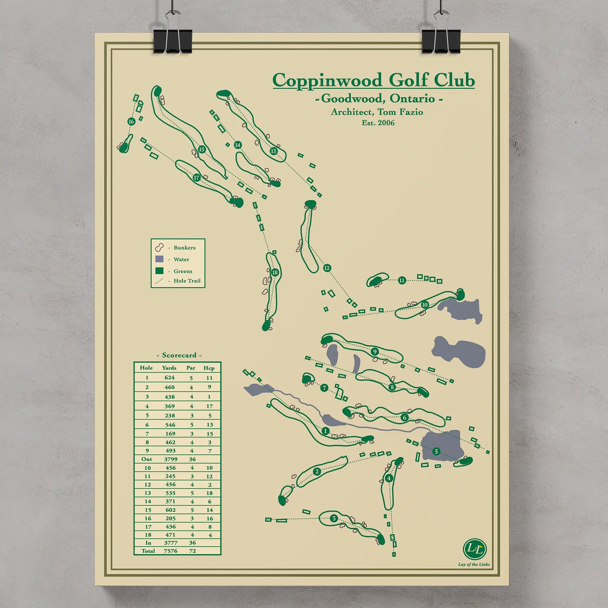 Coppinwood Golf Club Course Map Print - Canada