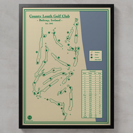County Louth Golf Club Map Print Wall Art
